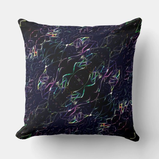 暗カラフル色のネオンの花 クッション (正面)