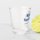 暗カラフル色の波状幸せな退職語 ショットグラス (左)