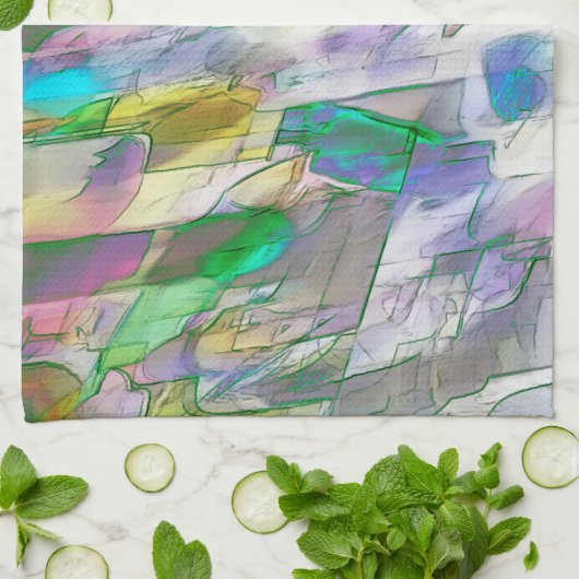 暗カラフル色、不透明、悪魔の戦い キッチンタオル (折り畳み)