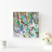 暗カラフル色、不透明、悪魔の戦い スクエア壁時計 (ホーム)