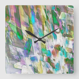 暗カラフル色、不透明、悪魔の戦い スクエア壁時計