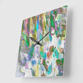 暗カラフル色、不透明、悪魔の戦い スクエア壁時計 (傾斜)