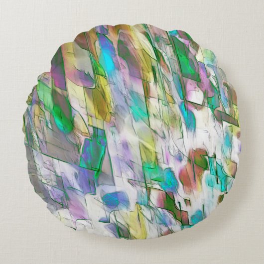 暗カラフル色、不透明、悪魔の戦い ラウンドクッション (正面)