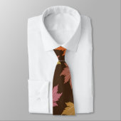 暗カラフル茶の秋のメ葉ジの ネクタイ (タイ)