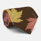 暗カラフル茶の秋のメ葉ジの ネクタイ (ロール)