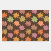 暗カラフル茶の秋のメ葉ジの ラッピングペーパーシート (正面3)