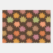 暗カラフル茶の秋のメ葉ジの ラッピングペーパーシート (正面2)