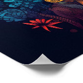 暗サイケデリックいキノコの輝き ポスター (角)