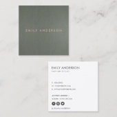 暗シンプルモダンミニマル銀鋼灰色 スクエア名刺 (正面/裏面)