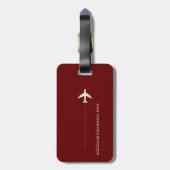 暗シンプル赤パーソナライズされた旅行飛行機 ラゲッジタグ (裏面縦)