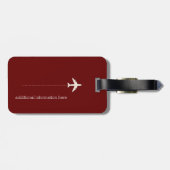 暗シンプル赤パーソナライズされた旅行飛行機 ラゲッジタグ (裏面横)