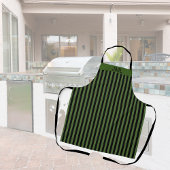 暗スタイリッシュ男らし緑と黒のストライプ エプロン