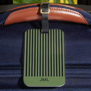 暗スタイリッシュ男らし緑と黒のストライプ ラゲッジタグ