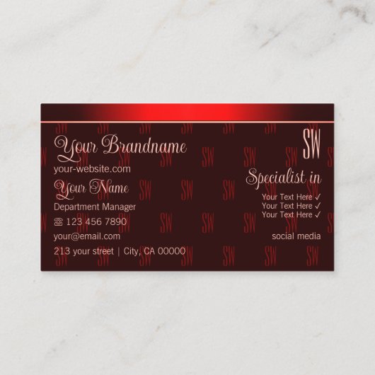 暗スタイリッシュ色イニシャルプロフェッショナルモダン 名刺 (裏面)