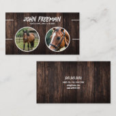 暗スタイリッシュ茶色の木の馬の写真コーチング 名刺 (正面/裏面)
