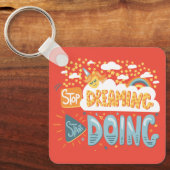 暗ストップ色のサンゴ金属の実行を夢を見る キーホルダー (正面)