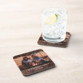 暗パーソナライズされたい木のテクスチ素朴ャの写真 コースター (右側)