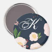 暗パーソナライズされたいBにマグネット白フローラの花 マグネット (正面/裏面)