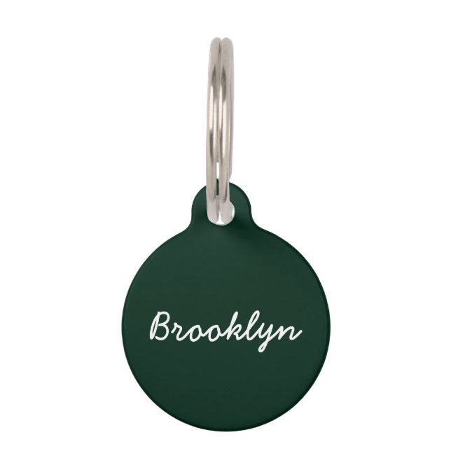 暗パーソナライズされた松の緑カスタムのスクリプト名 ペット　ネームタグ (正面)