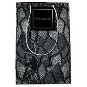 暗パーソナライズされた灰色モザイクガラス ミディアムペーパーバッグ (正面)