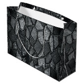 暗パーソナライズされた灰色モザイクガラス ラージペーパーバッグ (裏面アングル)