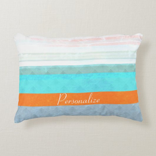 暗パーソナライズされた色と風化したストライプ アクセントクッション (正面)