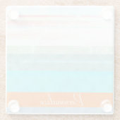 暗パーソナライズされた色と風化したストライプ ガラスコースター (裏面)