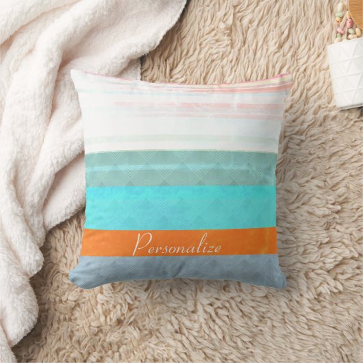 暗パーソナライズされた色と風化したストライプ クッション (ブランケット)