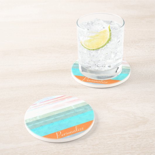 暗パーソナライズされた色と風化したストライプ コースター (側面)