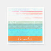 暗パーソナライズされた色と風化したストライプ スタンダードカクテルナプキン (正面)