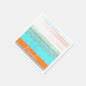 暗パーソナライズされた色と風化したストライプ スタンダードカクテルナプキン (角)