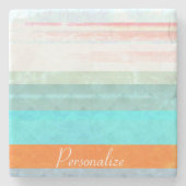 暗パーソナライズされた色と風化したストライプ ストーンコースター (正面)