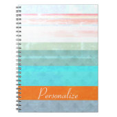 暗パーソナライズされた色と風化したストライプ ノートブック (正面)