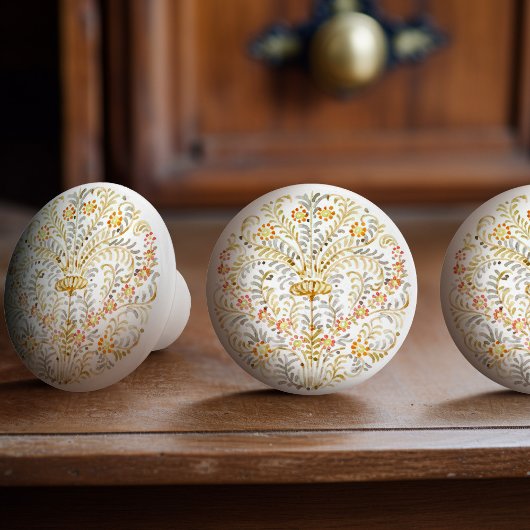 暗ビクトリアン色の塗り潰しフローラ水色 セラミックノブ