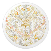 暗ビクトリアン色の塗り潰しフローラ水色 セラミックノブ (正面)