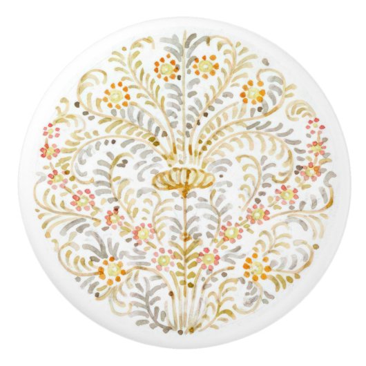 暗ビクトリアン色の塗り潰しフローラ水色 セラミックノブ (正面)