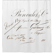 暗フランスの茶色のスクリプトシャワーカーテン