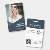 暗ミニマルいAzureフォト公証人署名エージェントBadg バッジ (正面＆裏面)