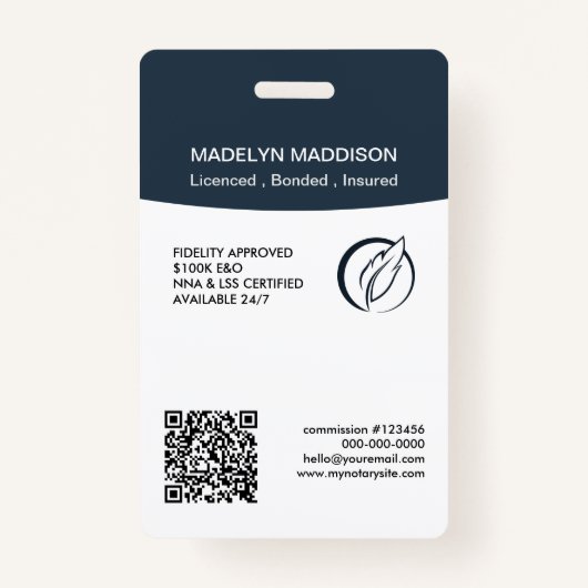 暗ミニマルいAzureフォト公証人署名エージェントBadg バッジ (裏面)