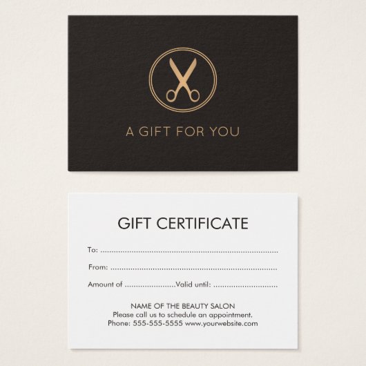 暗ミニマルエレガントフェイク金ゴールド円シザー (正面&裏面)