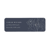 暗ミニマル色《植物》スイレンフローラスケッチアドレス ラベル (正面)