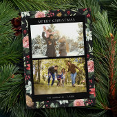 暗モダンいエレガントフローラメリークリスマス2写真 シーズンカード