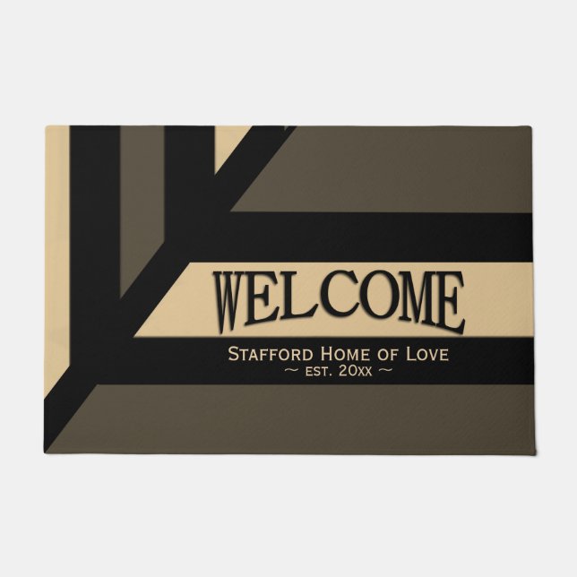 暗モダンいストライプ名と確立日 ドアマット (正面)