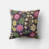 暗モダンいフローラ数々の色の花 クッション (裏面)