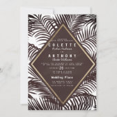 暗モダンいブルゴーニュの熱帯結婚パーム 招待状 (正面)