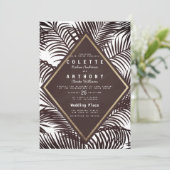 暗モダンいブルゴーニュの熱帯結婚パーム 招待状 (スタンド正面)