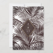 暗モダンいブルゴーニュの熱帯結婚パーム 招待状 (裏面)
