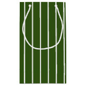 暗モダンい森の緑と白のストライプ スモールペーパーバッグ (裏面)