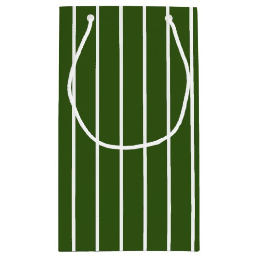 暗モダンい森の緑と白のストライプ スモールペーパーバッグ (裏面)