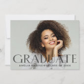 暗モダンはっきりした透明文字シックなグラッドフォト 案内状 (正面)